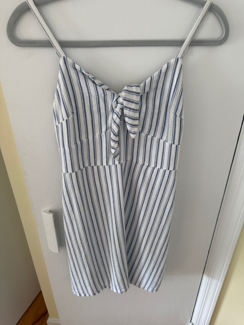 Hollister Blue and White Striped Tie-Front Sundress
